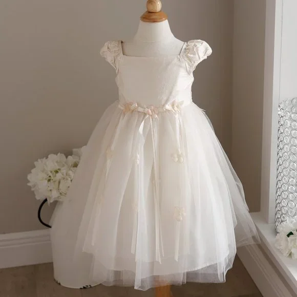 Biscotti | Dresses | Ivory Dupioni Silk Tulle Dress Couture Boutique Flower  Girl Size 4t Gorgeous | Poshmark